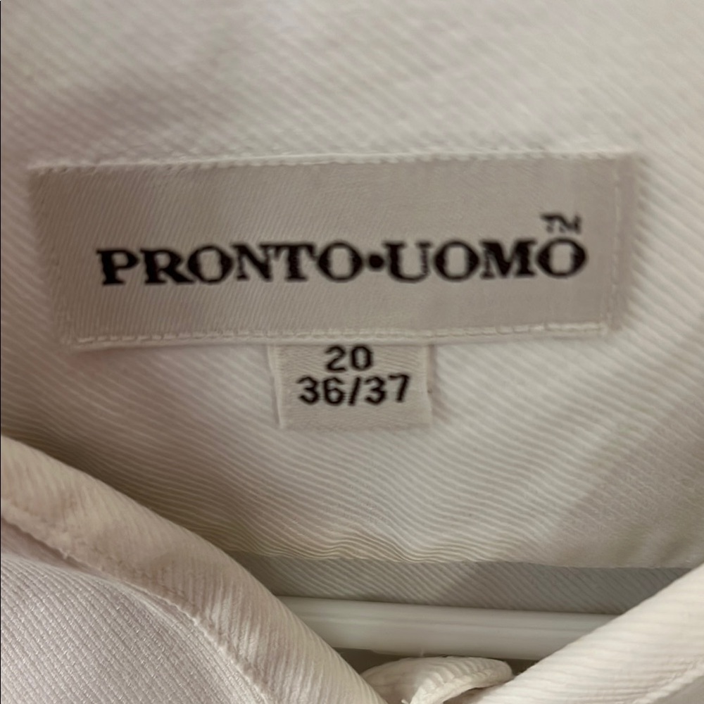 Pronto Uomo 100% Cotton White Dress Shirt Classic Elegance sz 20 - Picture 2 of 4
